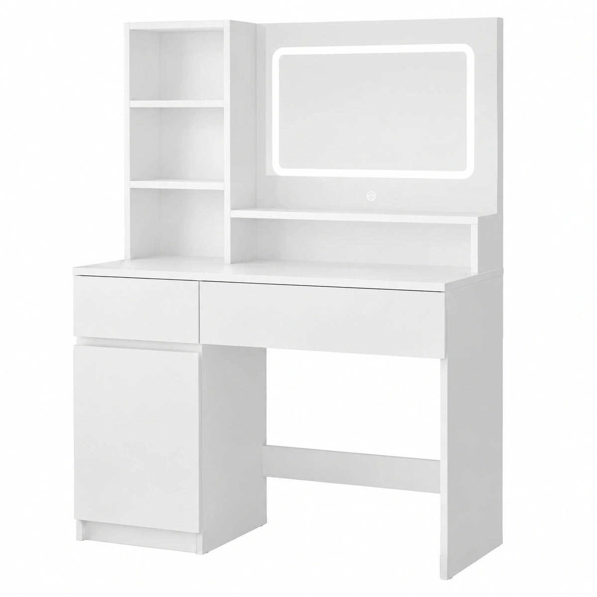 Schminktisch – 90 × 40 cm, mit LED-Beleuchtung, mit Schubladen, mit Ablagen