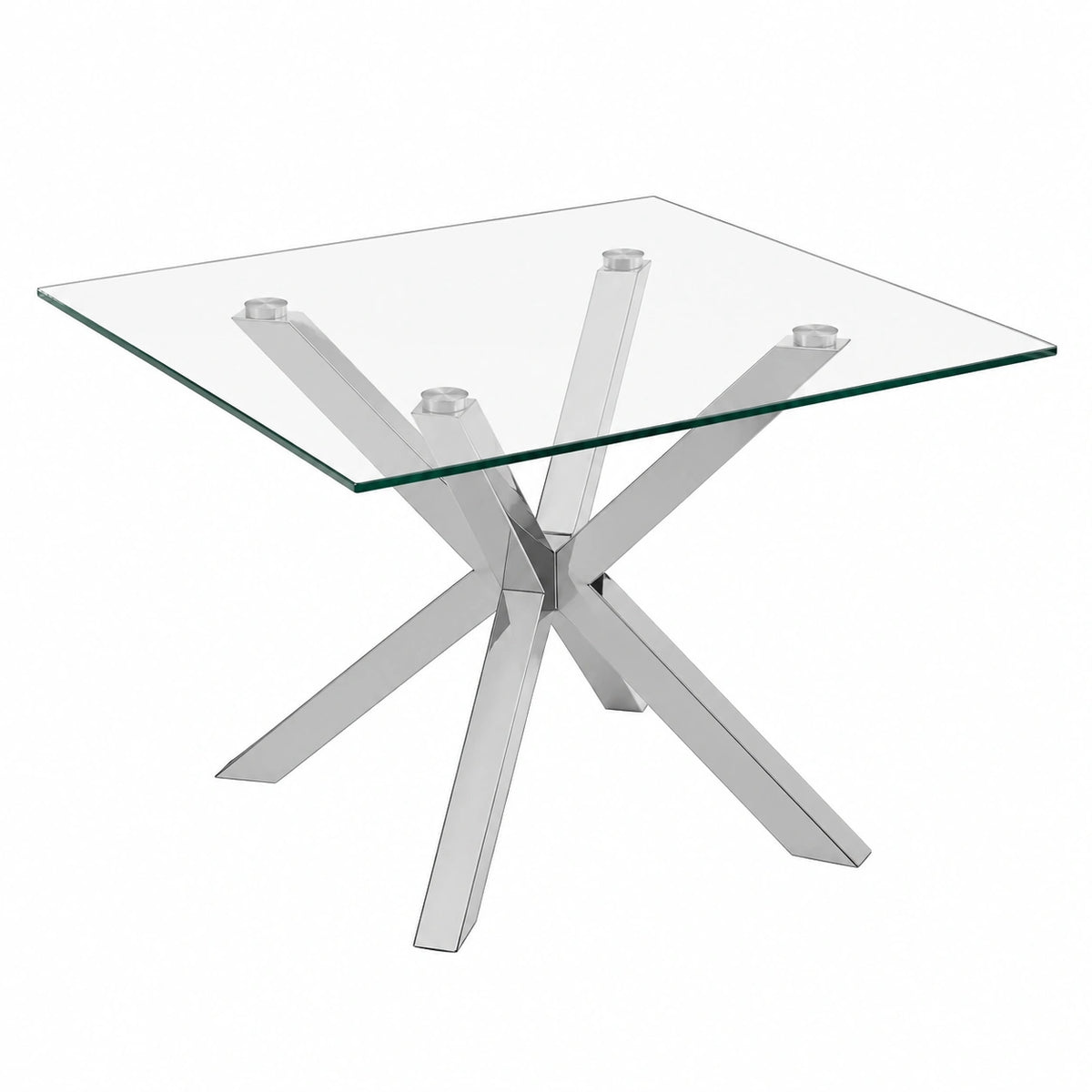 Couchtisch – 70 × 70 cm, aus Glas, Silber