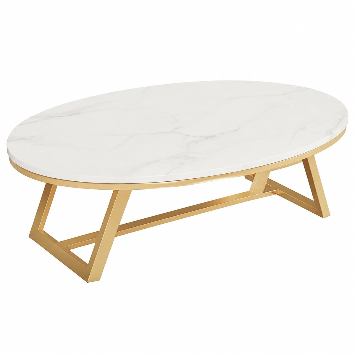 Couchtisch – 99,5 × 49,5 × 45,7 cm, ovale Form, Grau und Weiß, für Wohnzimmer