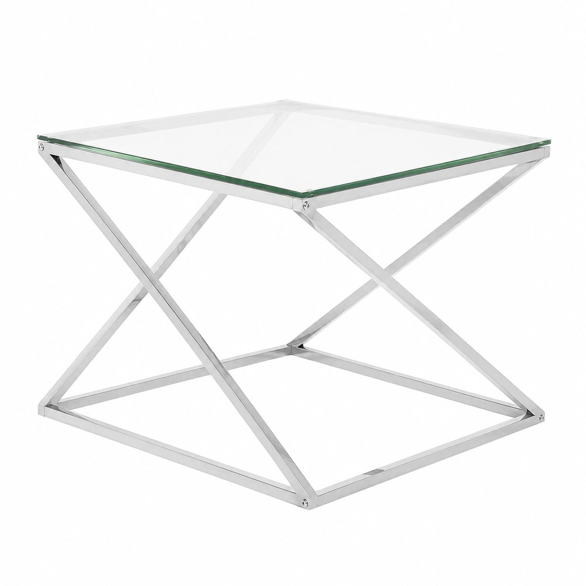 Couchtisch – moderner Stil, aus Glas, Silber