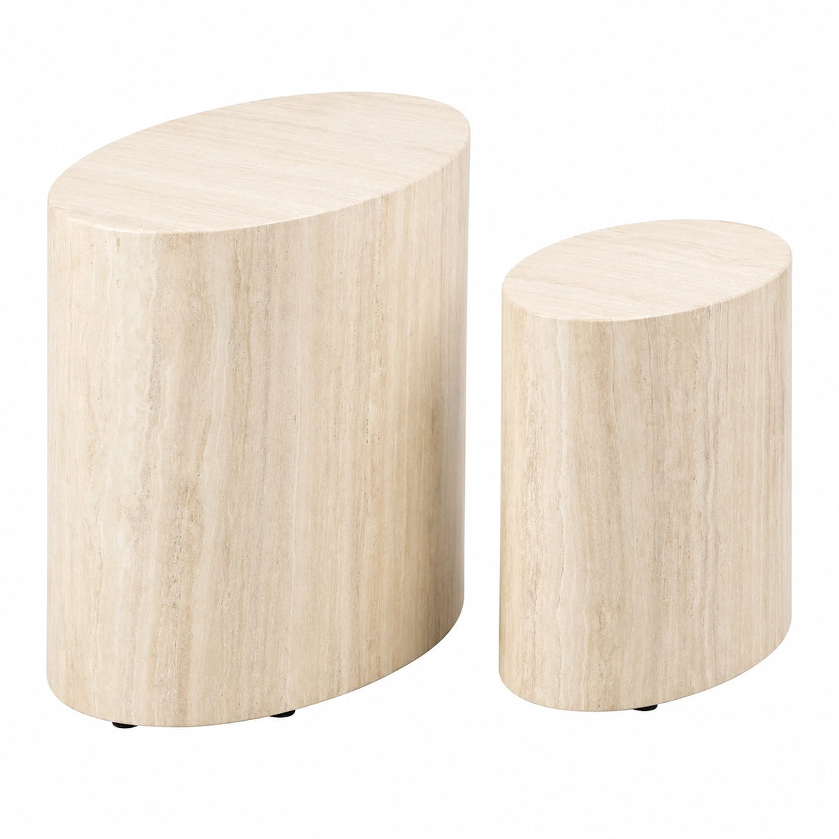 Couchtisch – 2er-Set, 33 cm, moderner Stil, ovale Form, Beige, für Wohnzimmer