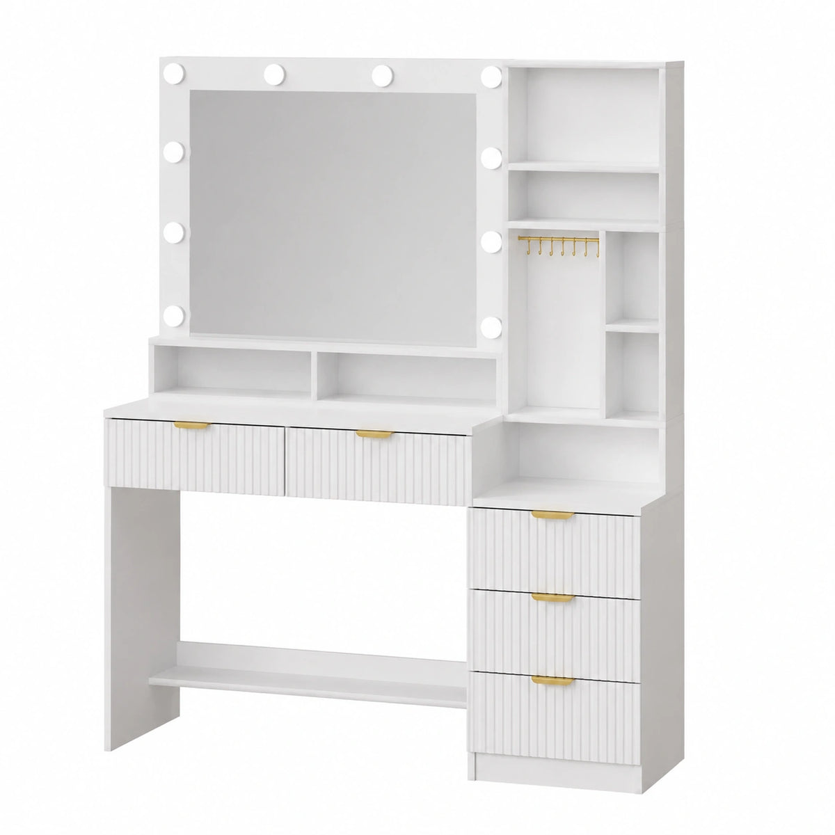 Schminktisch – 114 × 40 × 149 cm, mit LED-Beleuchtung, mit Schubladen