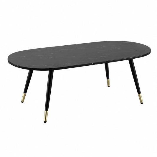 Couchtisch – 120 × 60 × 42 cm, ovale Form, Schwarz