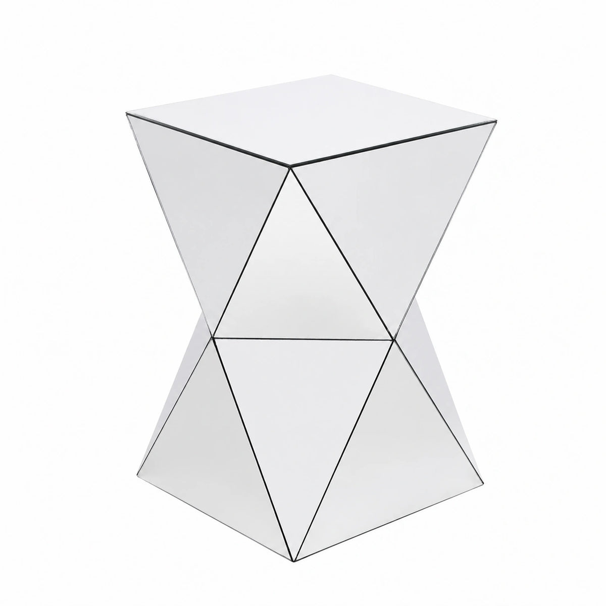 Beistelltisch – 54 × 32 × 32 cm, aus Glas, Silber