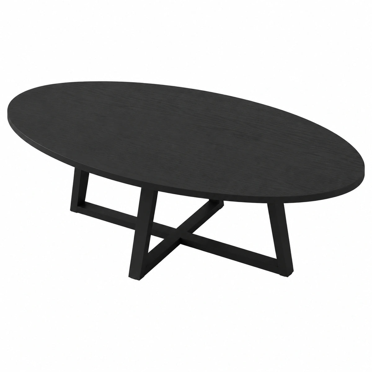 Couchtisch – ovale Form, aus Holz, Schwarz, für Wohnzimmer, Schlafzimmer und Balkon