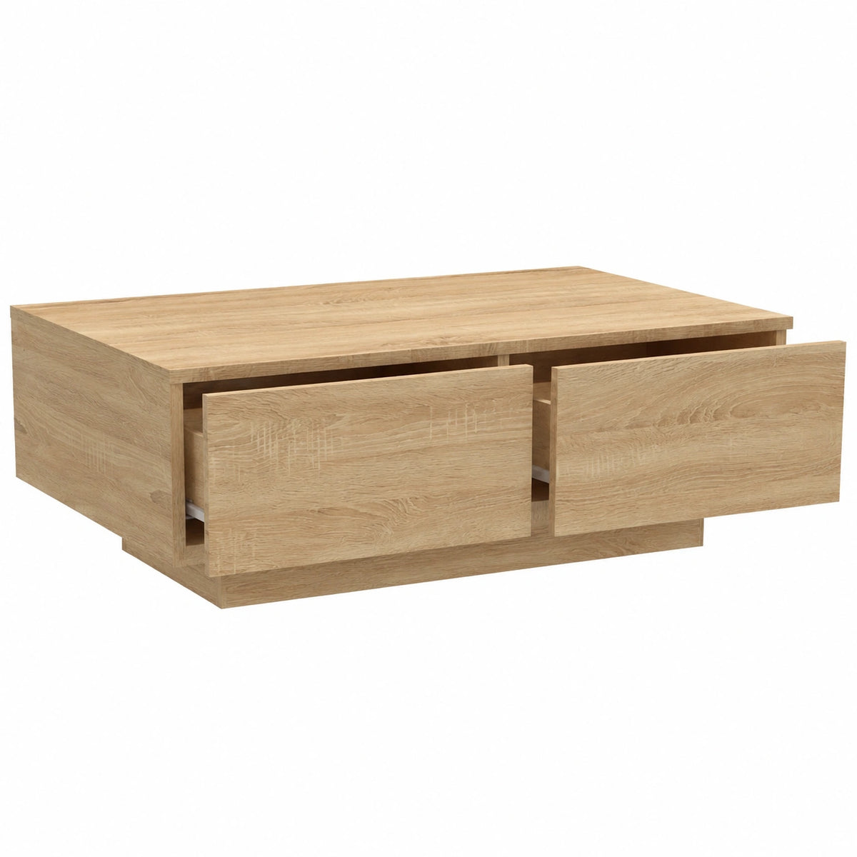 Couchtisch – 90 × 60 × 31 cm, rechteckige Form, aus Holzwerkstoff und Eichenholz, Sonoma-Eiche, für Wohnzimmer