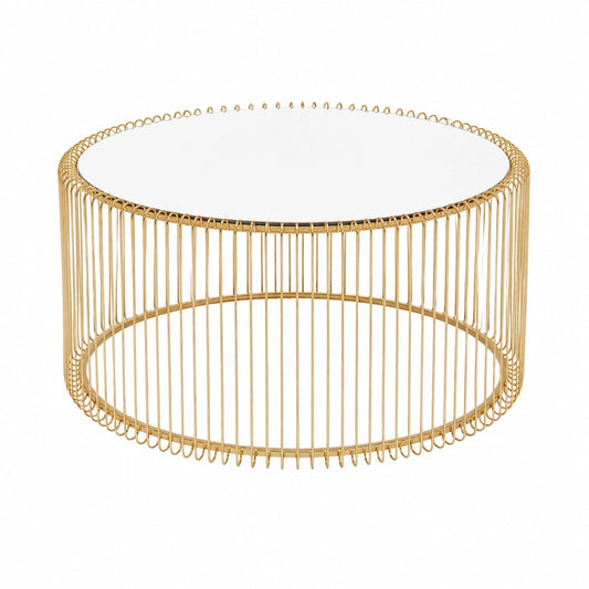 Couchtisch – 34 × 70 × 70 cm, runde Form, aus Sicherheitsglas, für Wohnzimmer