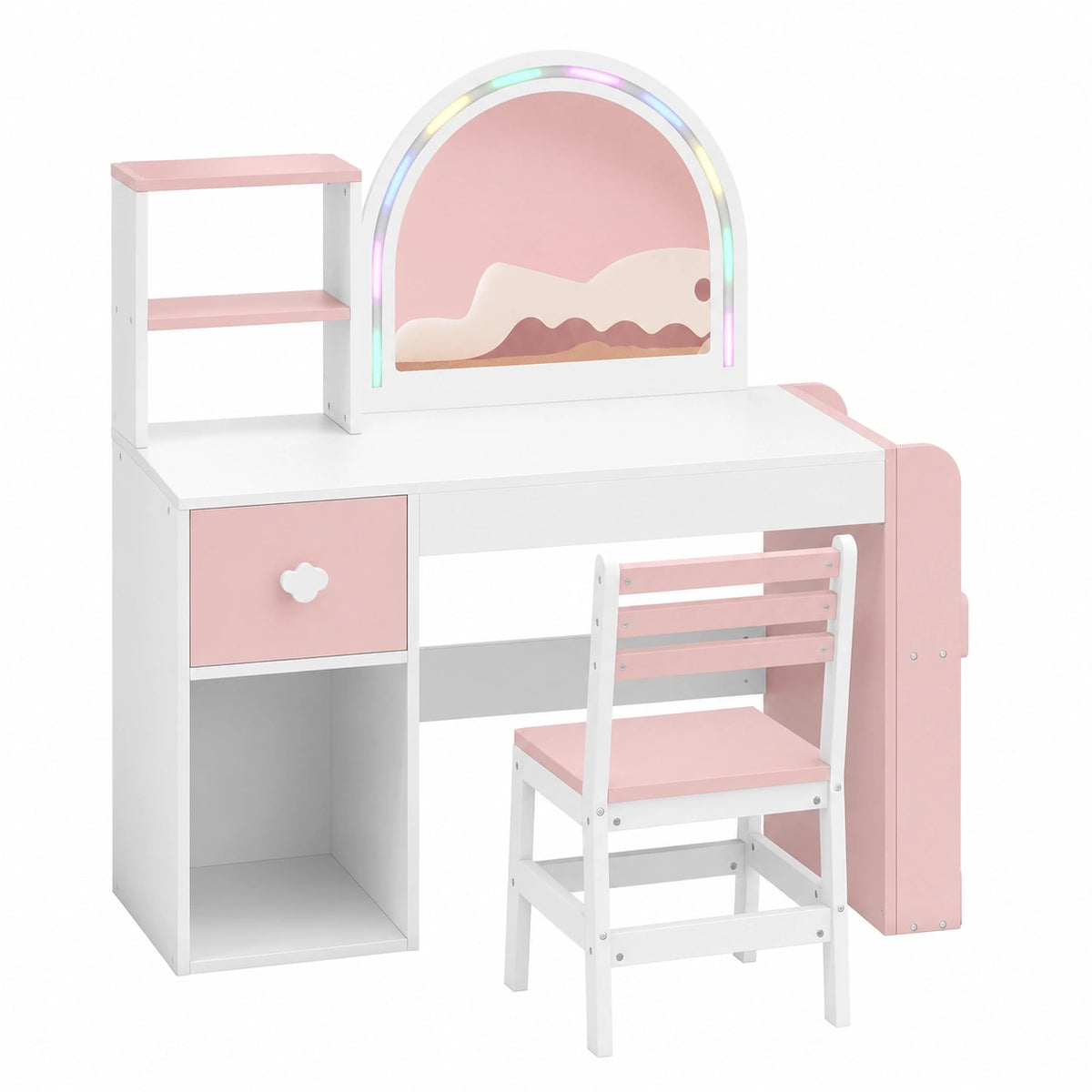 Schminktisch – mit Schubladen, aus Holz, Rosa