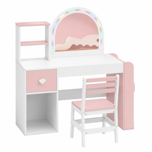 Schminktisch – mit Schubladen, aus Holz, Rosa