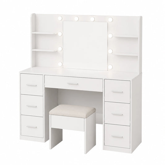 Schminktisch – moderner Stil, mit LED-Beleuchtung, mit Schubladen