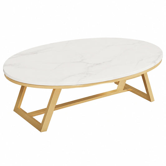 Couchtisch – 99,5 × 49,5 × 45,7 cm, ovale Form, Grau und Weiß, für Wohnzimmer