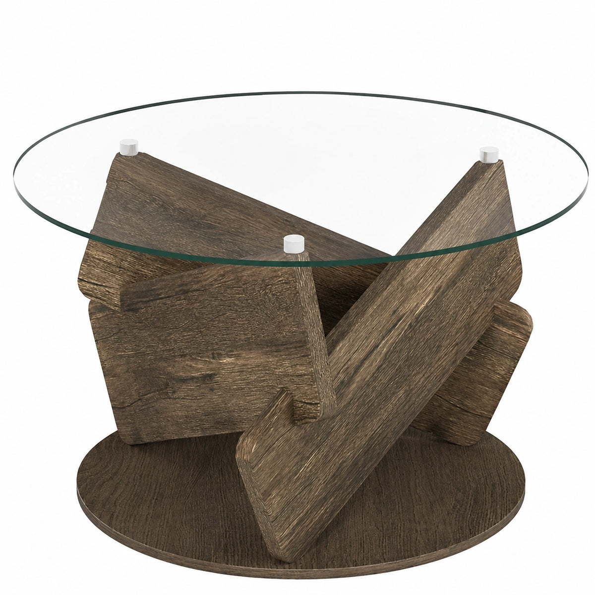 Couchtisch – 81 × 49 cm, moderner Stil, runde Form, aus Glas, Grau, für Büro