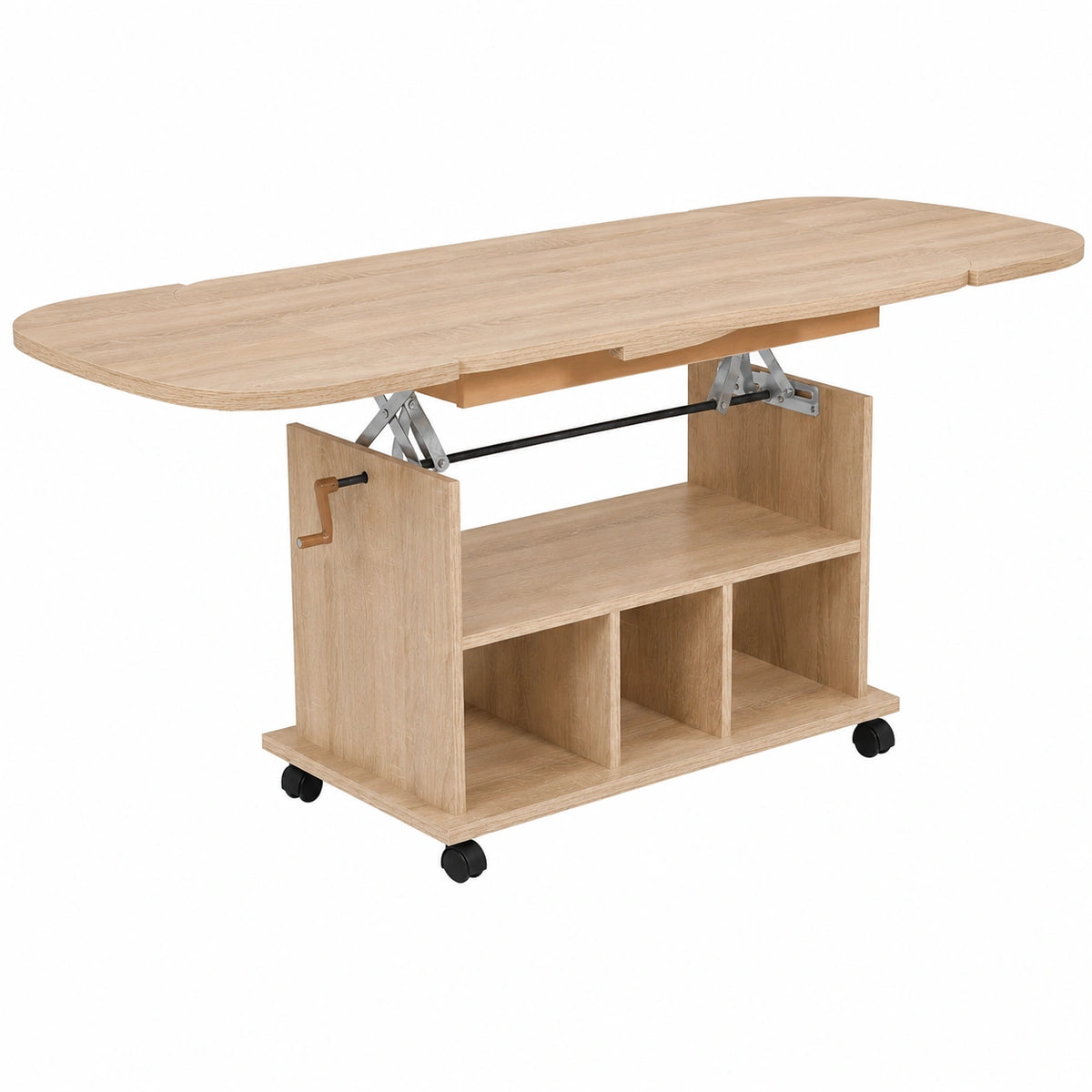 Tisch – 63 cm, ausziehbar, höhenverstellbar, aus Holzwerkstoff und Eichenholz, Sonoma-Eiche