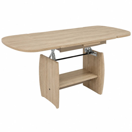 Tisch – 142 cm, ausziehbar, höhenverstellbar, aus Eichenholz, Sonoma-Eiche