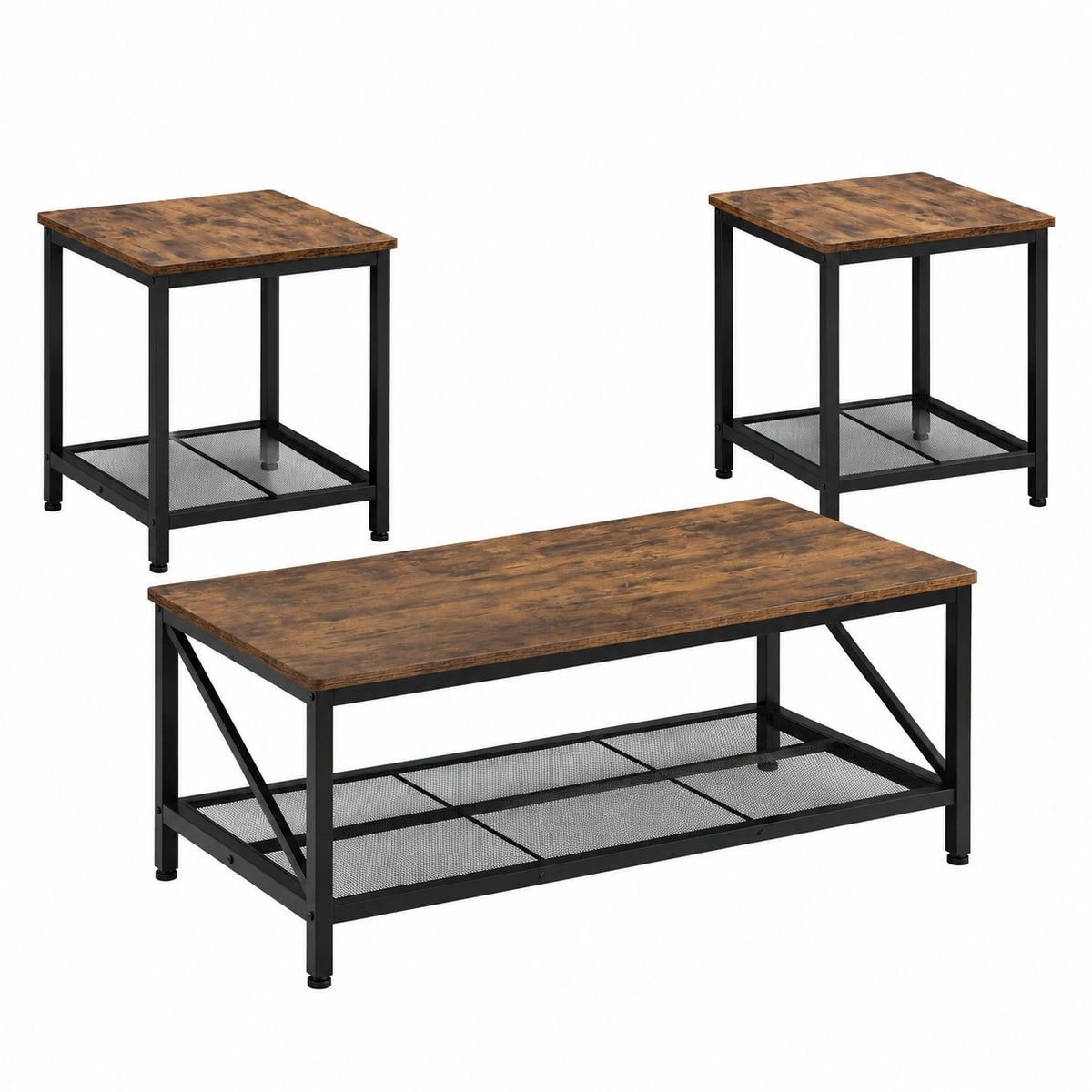 Tisch – 3-teilig, 105 cm, Industriestil, für Wohnzimmer und Büro