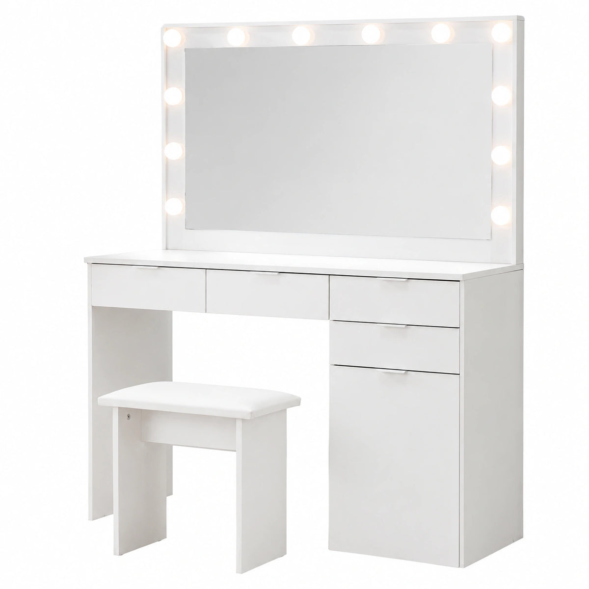 Schminktisch – 105 × 40 × 140 cm, mit LED-Beleuchtung, mit Schubladen