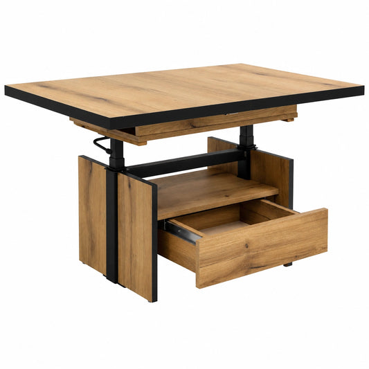 Couchtisch – 150 × 70 cm, ausziehbar, höhenverstellbar, aus Eichenholz