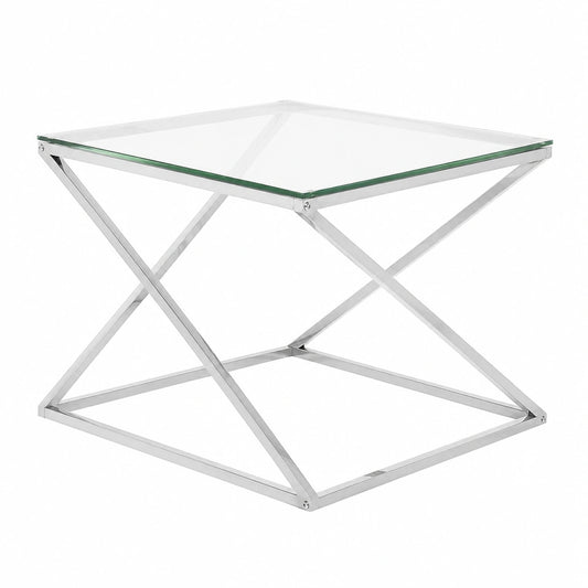 Couchtisch – moderner Stil, aus Glas, Silber
