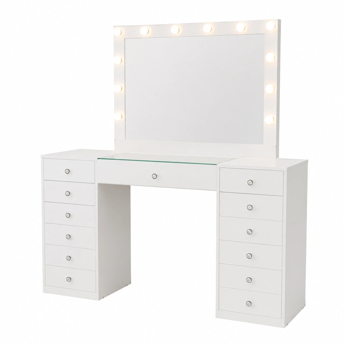 Schminktisch – 100 × 75 cm, mit LED-Beleuchtung, mit Schubladen